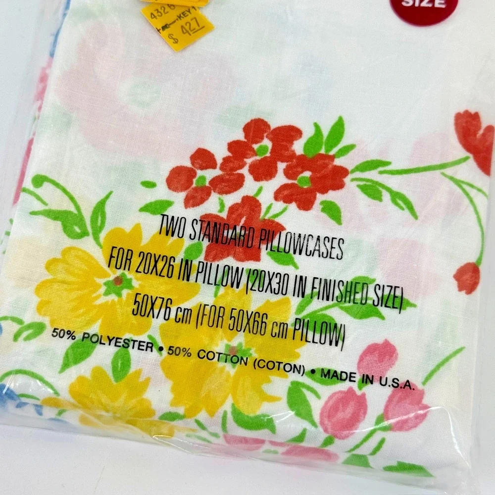Vintage‎ Cannon Monticello Floral Pillowcases Set 2 Standard Cottagecore Spring